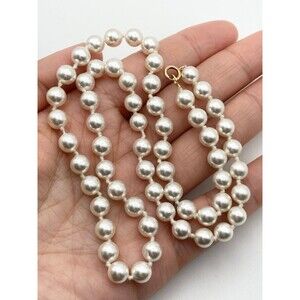 Vintage 14k gold clasp glass bead faux pearl necklace